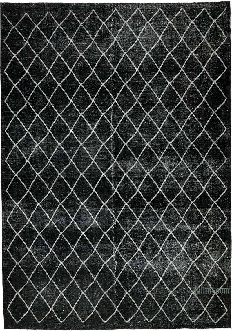 Negro Alfombra Turca bordada sobre teñida vintage - 307 cm x 434 cm - K0042737