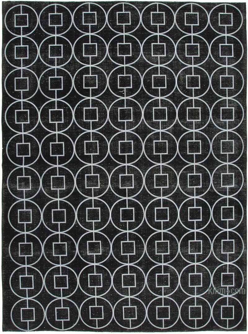 Negro Alfombra Turca bordada sobre teñida vintage - 304 cm x 407 cm - K0042744
