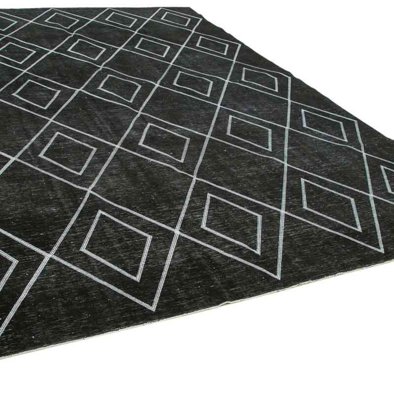 Negro Alfombra Turca bordada sobre teñida vintage - 284 cm x 408 cm - K0042748
