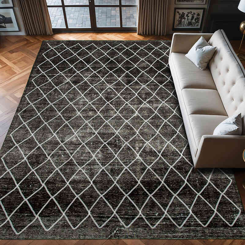 Black Embroidered Over-dyed Turkish Vintage Rug - 9' 6" x 13' 1" (114" x 157") - K0042762