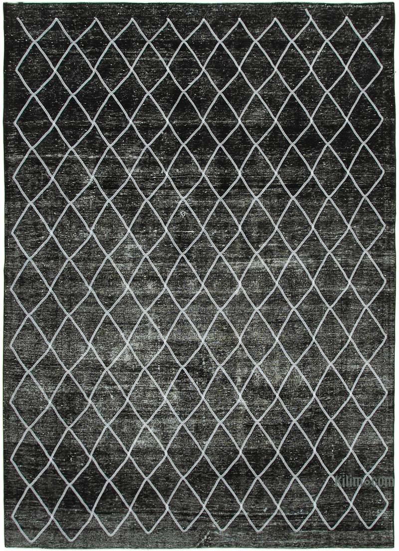 Negro Alfombra Turca bordada sobre teñida vintage - 290 cm x 400 cm - K0042762