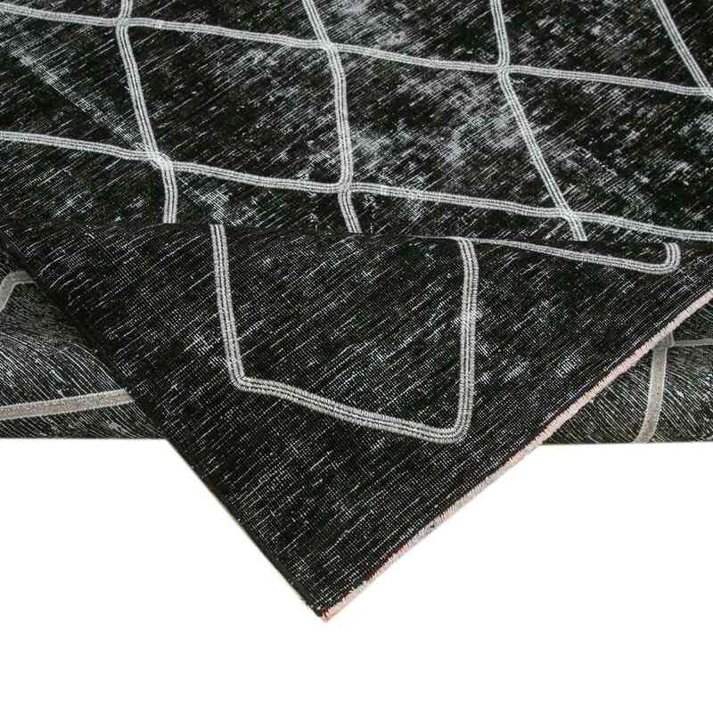 Negro Alfombra Turca bordada sobre teñida vintage - 302 cm x 369 cm - K0042763