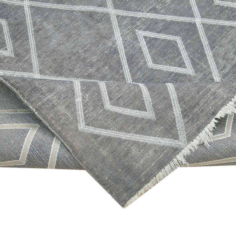 Gri İşlemeli ve Boyalı El Dokuma Vintage Halı - 302 cm x 484 cm - K0042773