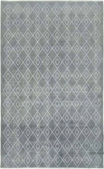 Gray Embroidered Over-dyed Turkish Vintage Rug - 9' 11" x 15' 11" (119" x 191")