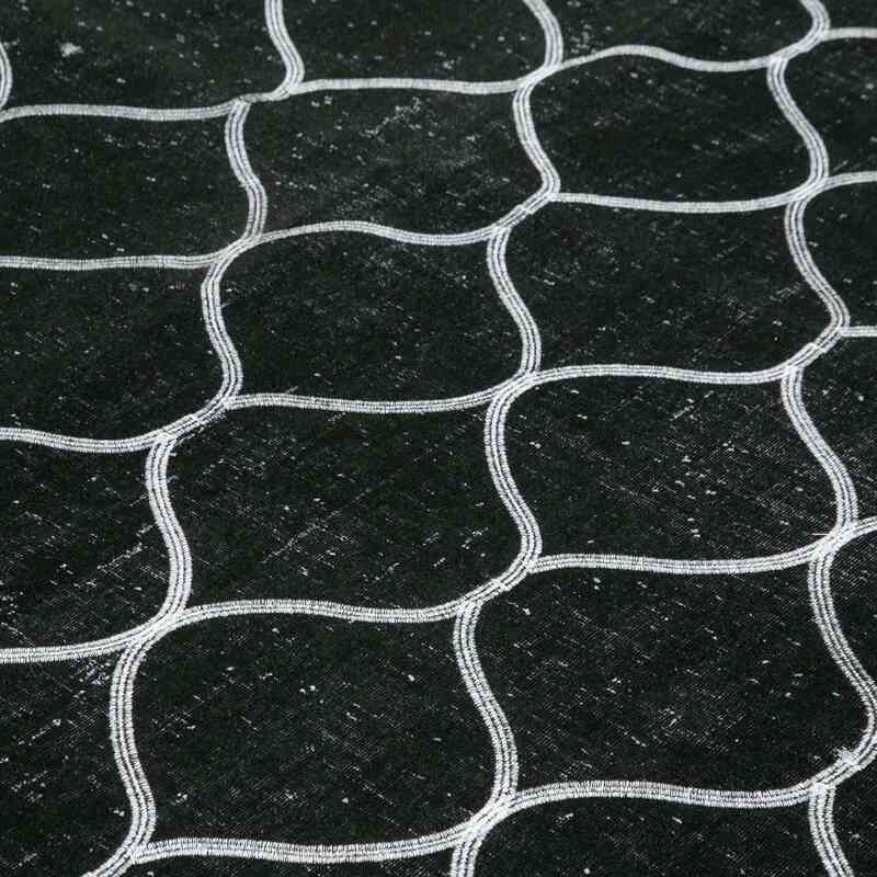Negro Alfombra Turca bordada sobre teñida vintage - 301 cm x 398 cm - K0042774
