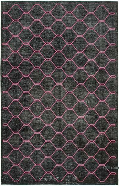 İşlemeli ve Boyalı El Dokuma Vintage Halı - 300 cm x 462 cm