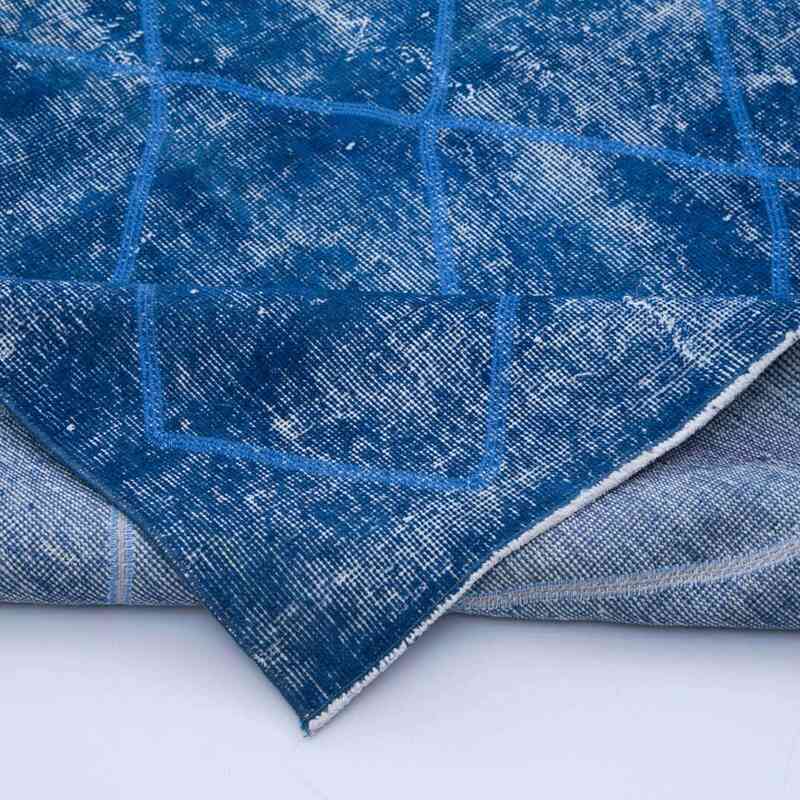 Blue Embroidered Over-dyed Turkish Vintage Rug - 8' 9" x 12' 6" (105" x 150") - K0042779