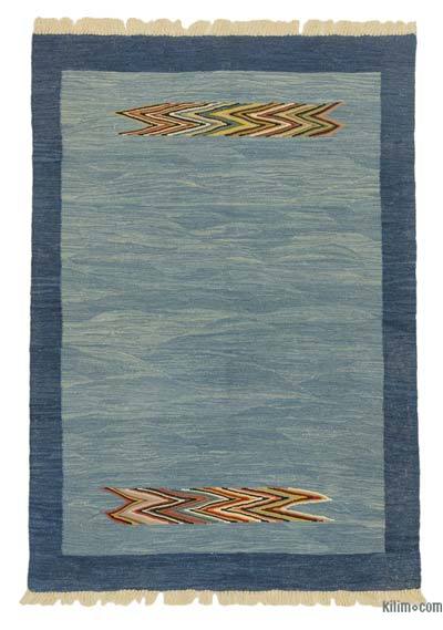 Blue New Handwoven Turkish Kilim Rug - 4' 2" x 6' 1" (50" x 73")