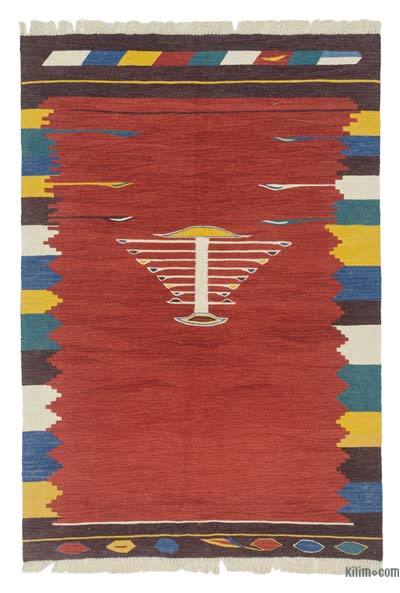 Rojo Nueva Alfombra Turca Kilim - 123 cm x 179 cm