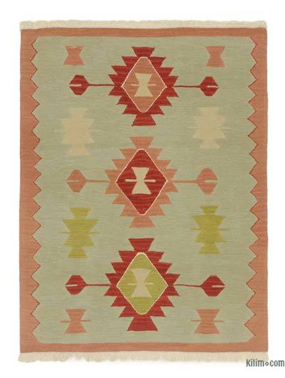 Verde Nueva Alfombra Turca Kilim - 95 cm x 123 cm