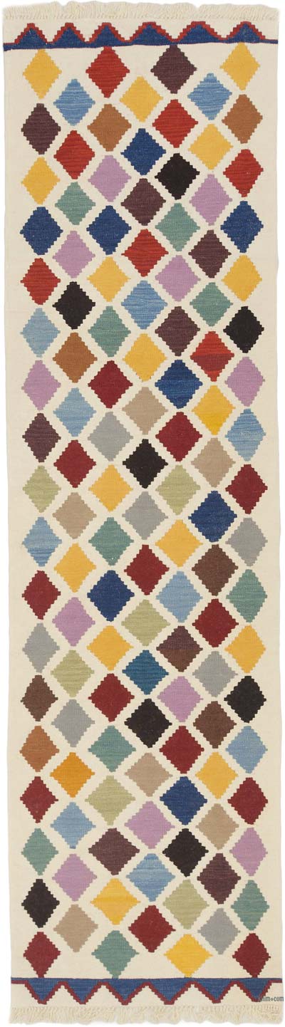 Multicolor Nueva Alfombra Turca Kilim - 85 cm x 307 cm