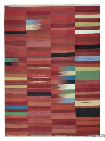 Red, Multicolor New Handwoven Turkish Kilim Rug