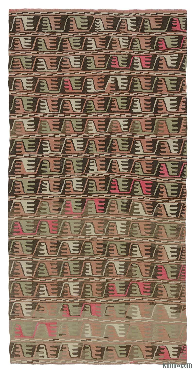 Multicolor Vintage Afyon Kilim Rug - 6' 8" x 13' 3" (80" x 159") - K0043383