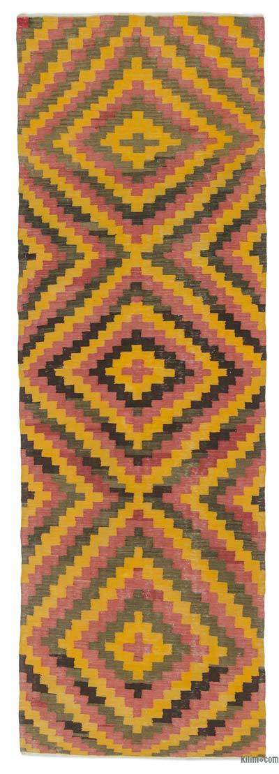 Multicolor Kilim Vintage Turco de Pasillo - 115 cm x 343 cm