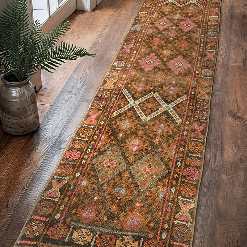 Multicolor Vintage Tribal Runner Rug - 3' 1" x 12' 6" (37" x 150") - K0043422
