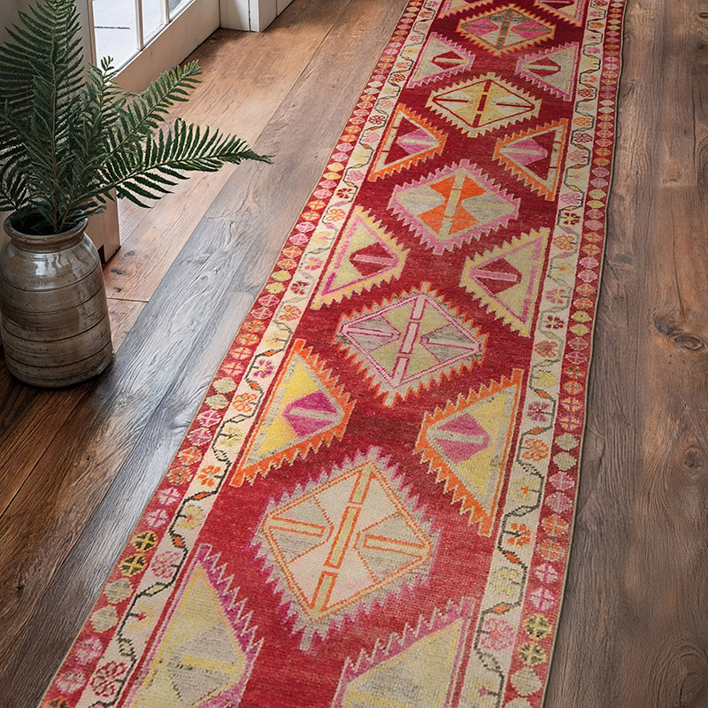 Multicolor Vintage Tribal Runner Rug - 2' 7" x 12' 7" (31" x 151") - K0043439