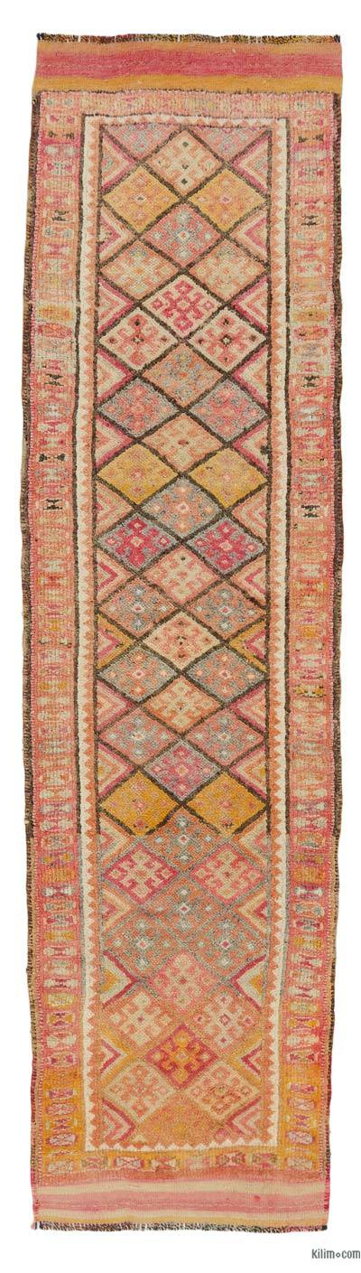 Multicolor Vintage Tribal Runner Rug - 2' 11" x 10' 10" (35" x 130")