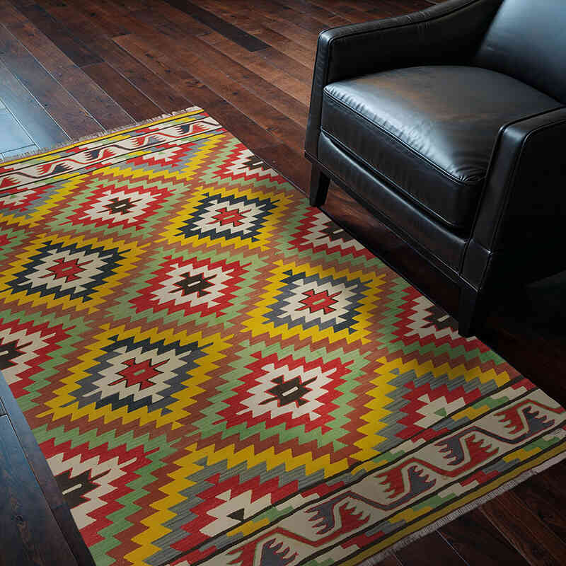 Çok Renkli Manastır Kilimi - 122 cm x 183 cm - K0043625