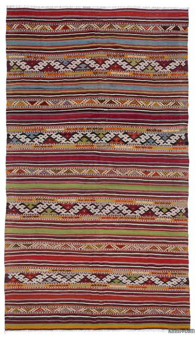 Multicolor Vintage Balikesir Kilim Rug - 6' 1" x 10' 6" (73" x 126")