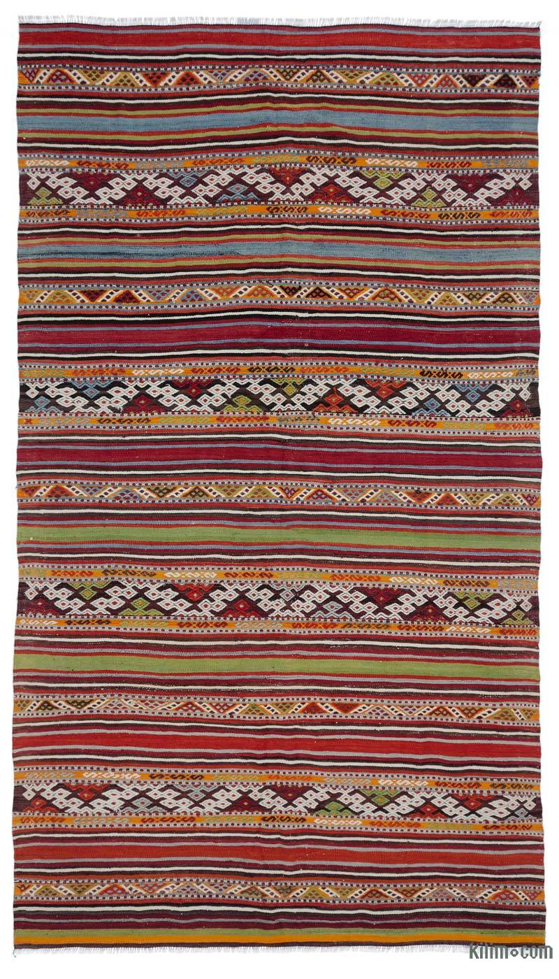 Multicolor Vintage Balikesir Kilim Rug - 6' 1" x 10' 6" (73" x 126") - K0044460