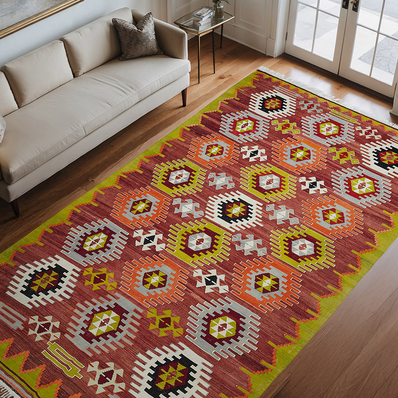 Multicolor Alfombra Vintage Afyon Kilim - 210 cm x 350 cm - K0044484