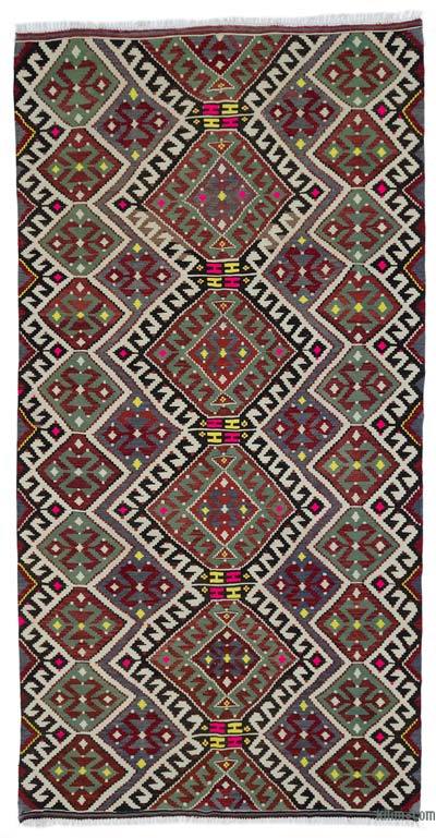 Çok Renkli Vintage 'Karakeçili' Kilimi - 177 cm x 351 cm