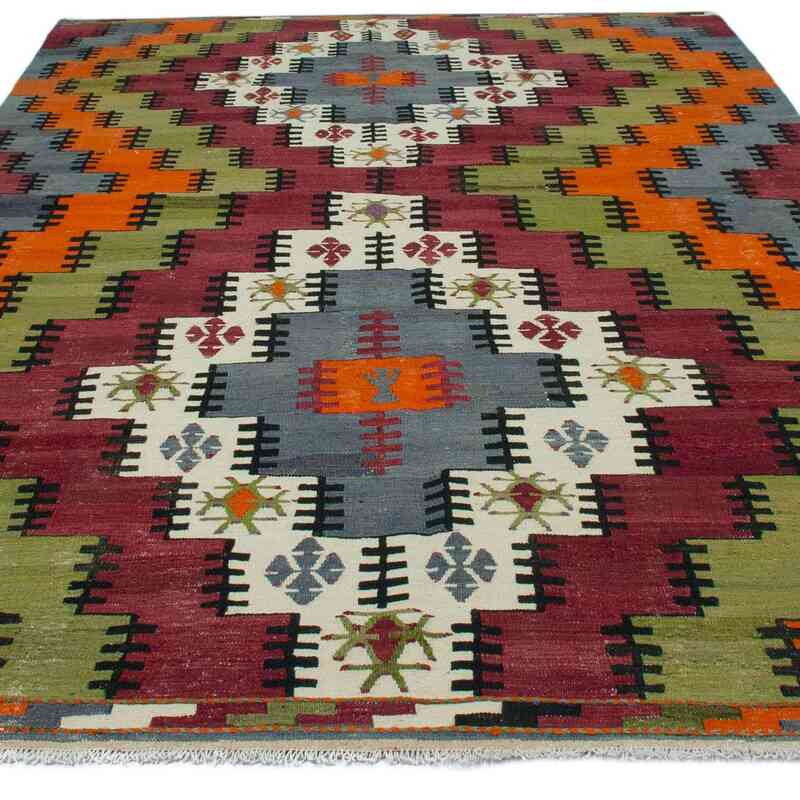 Multicolor Vintage Balikesir Kilim Rug - 6' 5" x 9' 9" (77" x 117") - K0044514
