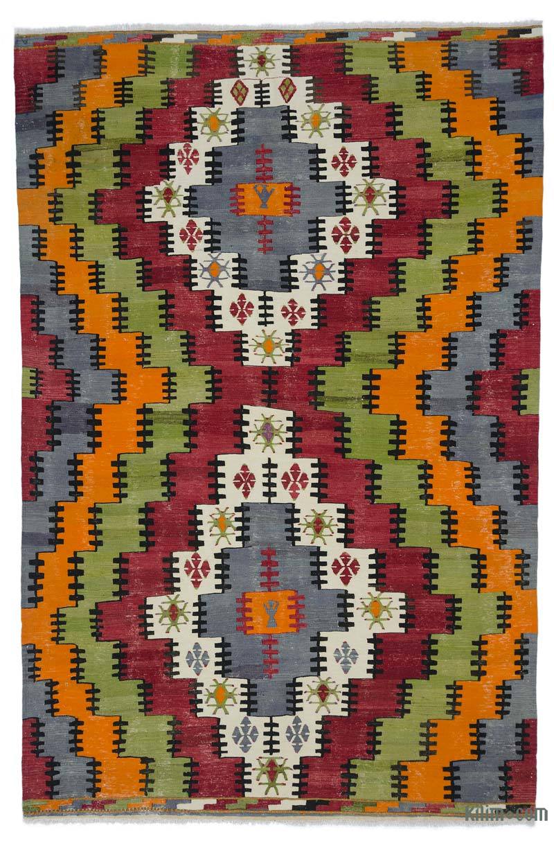 Multicolor Alfombra Vintage Balikesir Kilim - 196 cm x 297 cm - K0044514