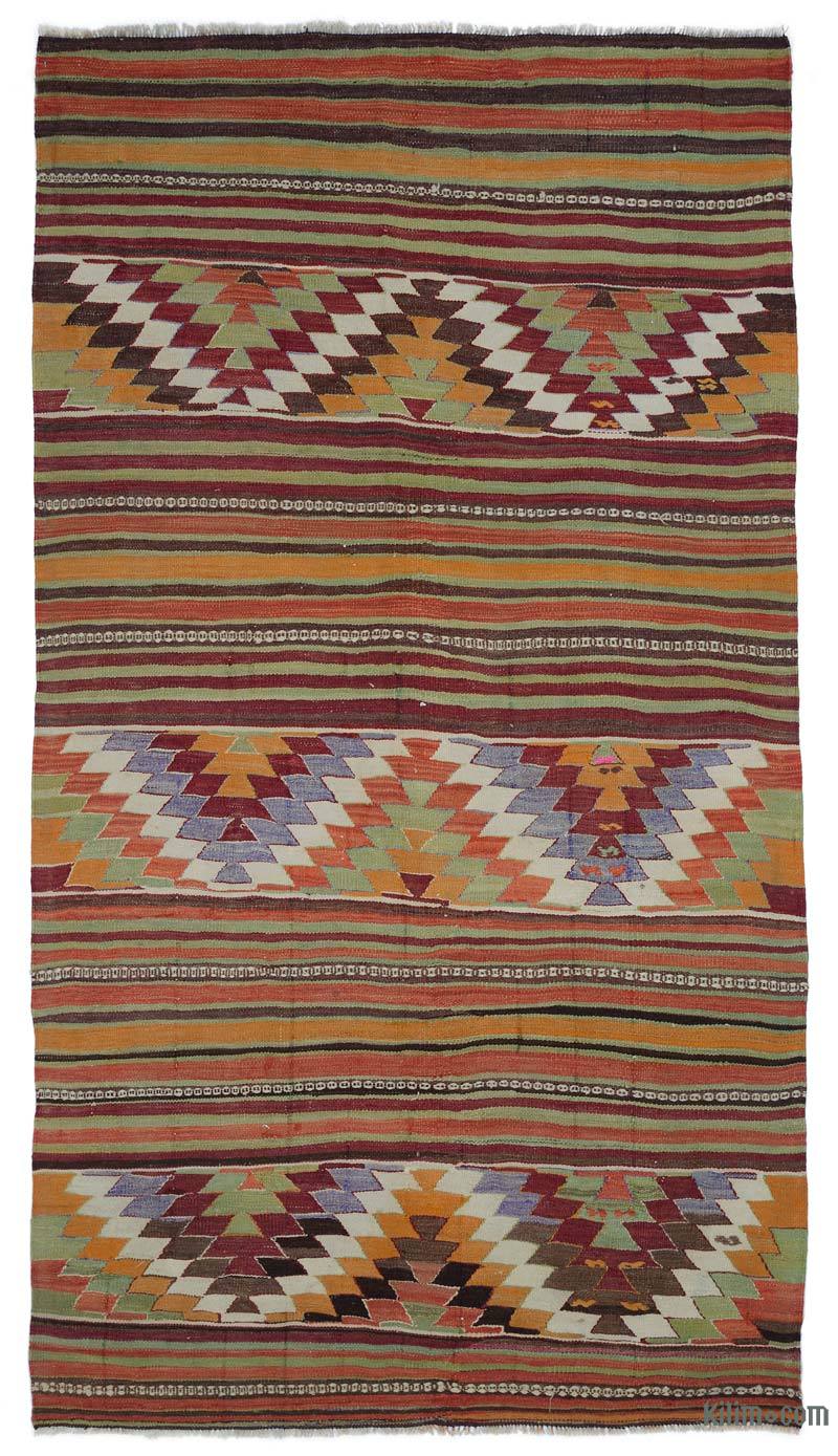 Multicolor Vintage Manisa Kilim Rug - 4' 7" x 8' 3" (55" x 99") - K0044525