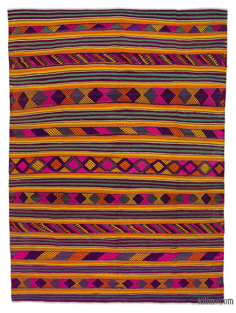 Multicolor Vintage Milas Kilim Rug - 7' 1" x 9' 3" (85" x 111") - K0047056
