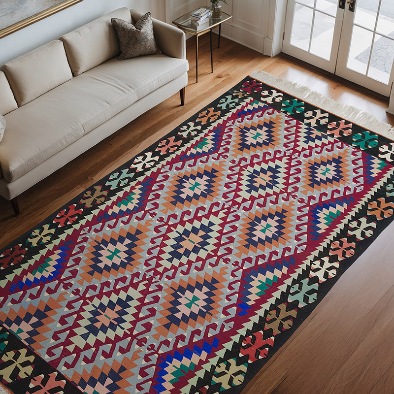 Multicolor Alfombra Vintage Kilim Turca - 209 cm x 348 cm - K0047066