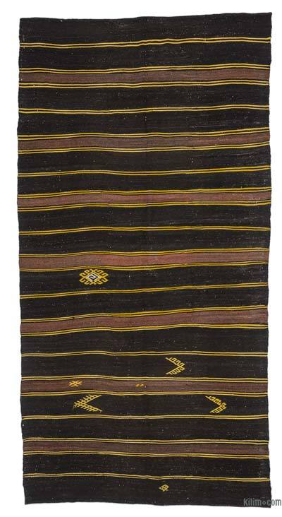 Brown Vintage Turkish Kilim Rug - 6' 8" x 12' 8" (80" x 152")