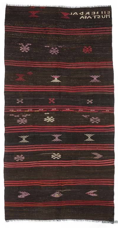 Brown Vintage Turkish Kilim Rug - 6' 6" x 12' 4" (78" x 148")