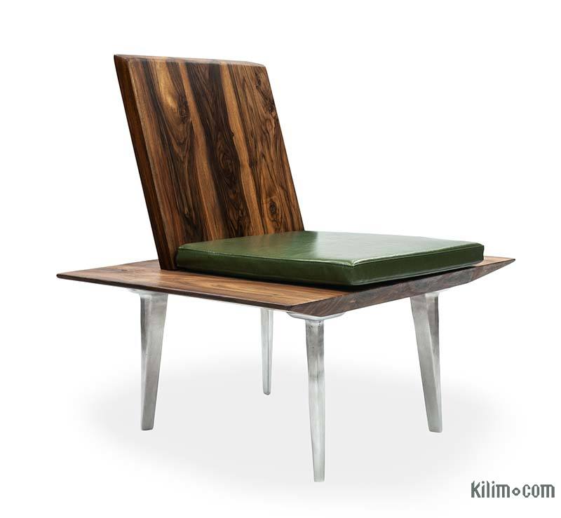 Unique Walnut Chair with Sand Cast Aluminium Legs - K0047134