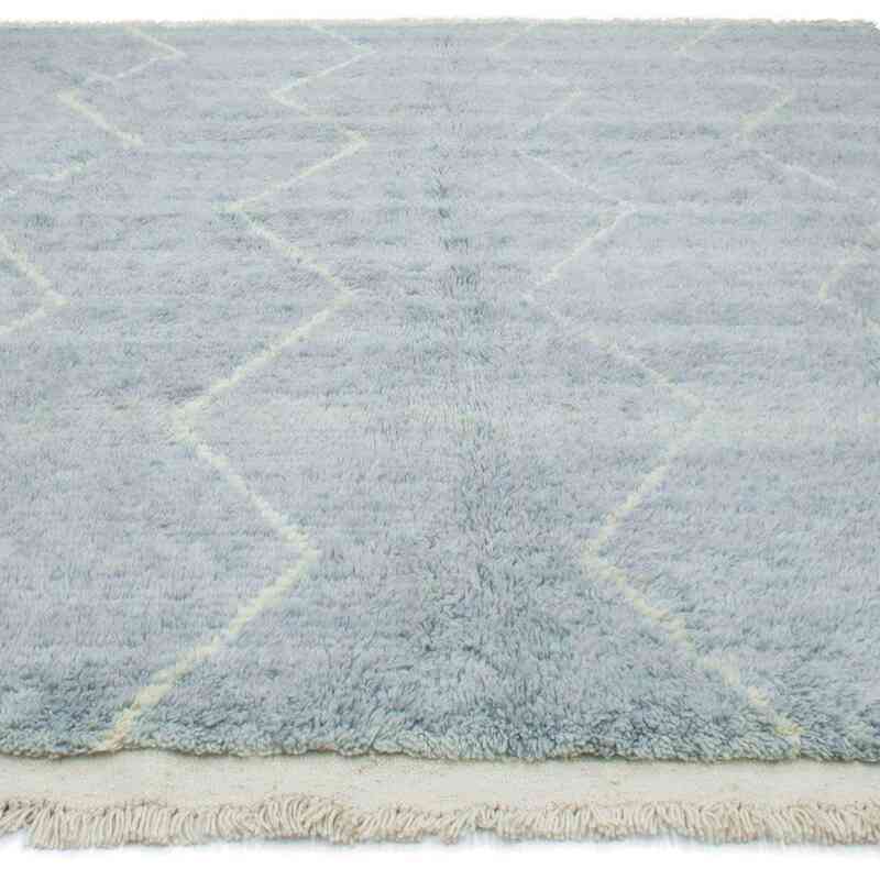 Blue New Moroccan Style Hand-Knotted Tulu Rug - 9' 5" x 11' 6" (113" x 138") - K0047139
