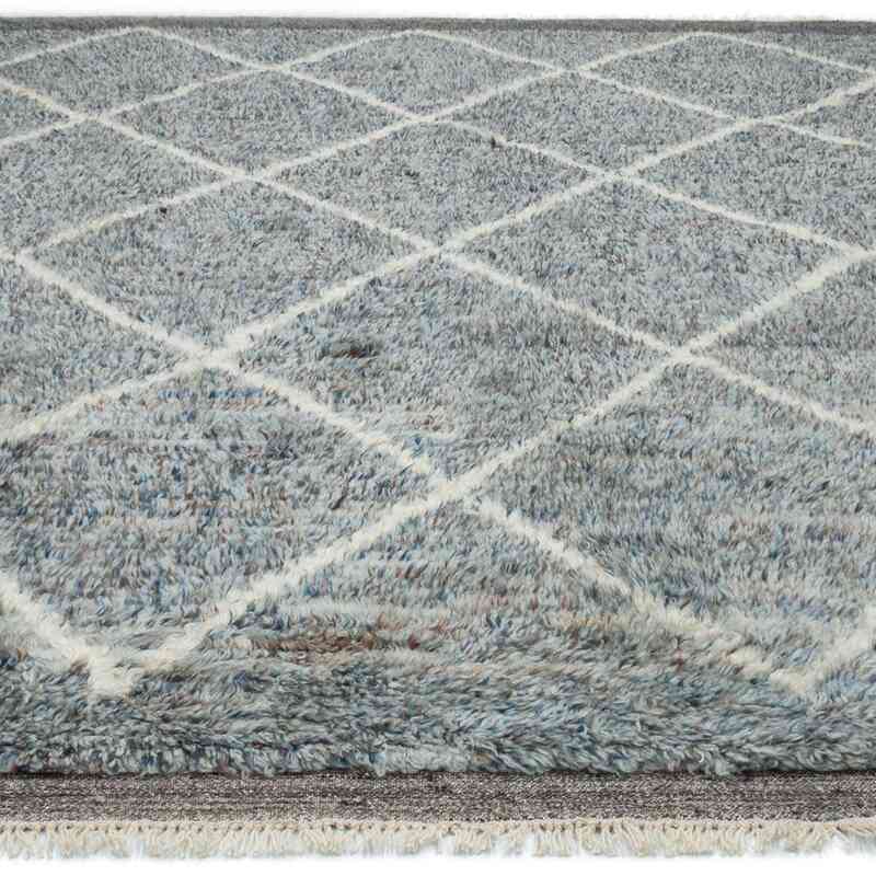 Blue New Moroccan Style Hand-Knotted Tulu Rug - 9' 5" x 11' 1" (113" x 133") - K0047145