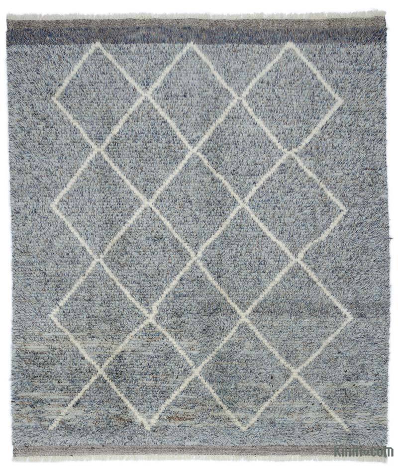 Blue New Moroccan Style Hand-Knotted Tulu Rug - 9' 5" x 11' 1" (113" x 133") - K0047145