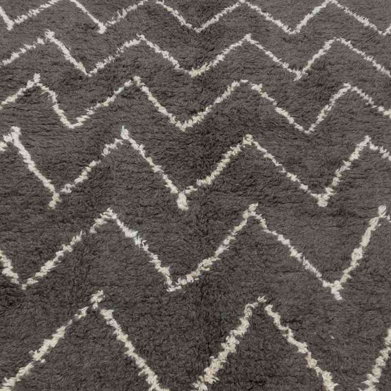 Grey New Moroccan Style Hand-Knotted Tulu Rug - 6' 2" x 9' 3" (74" x 111") - K0047146