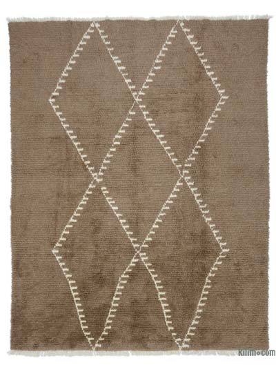 Brown New Moroccan Style Hand-Knotted Tulu Rug - 9' 1" x 11' 7" (109" x 139")