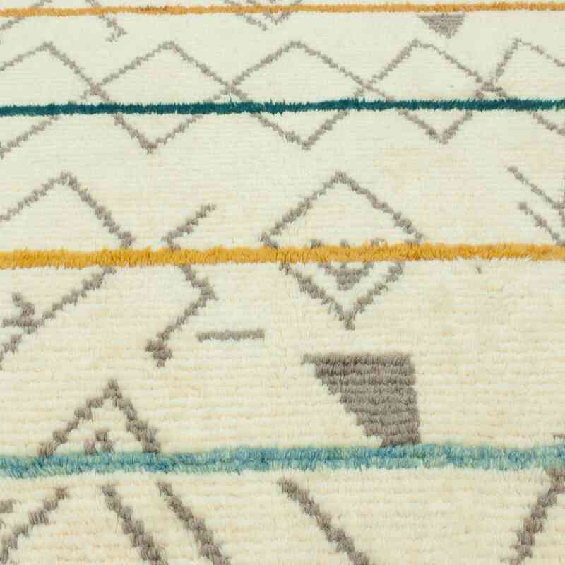 Beige New Moroccan Style Hand-Knotted Tulu Rug - 6' 4" x 10' 2" (76" x 122") - K0047151