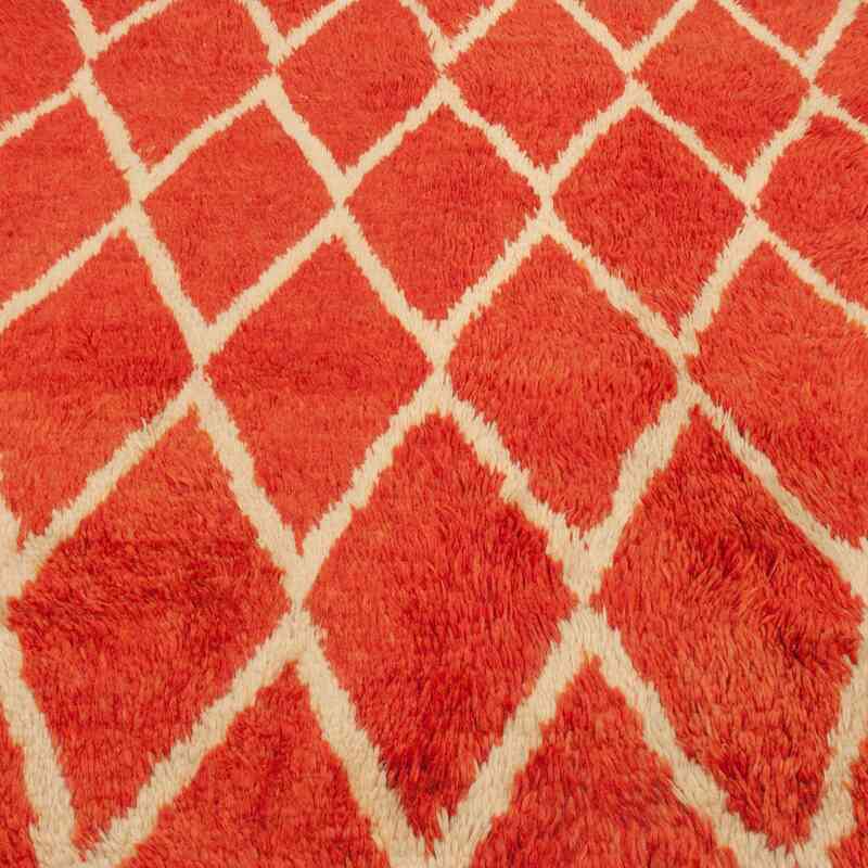 Orange New Moroccan Style Hand-Knotted Tulu Rug - 7'  x 10' 2" (84" x 122") - K0047152