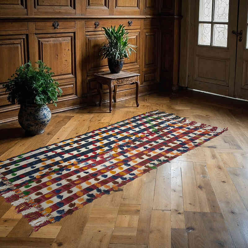 Vintage Anatolian Flatweave Rug - 3' 7" x 7' 5" (43" x 89") - K0047837