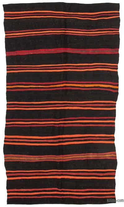 K0047082 Brown, Multicolor Vintage Turkish Kilim Rug - 6' 1