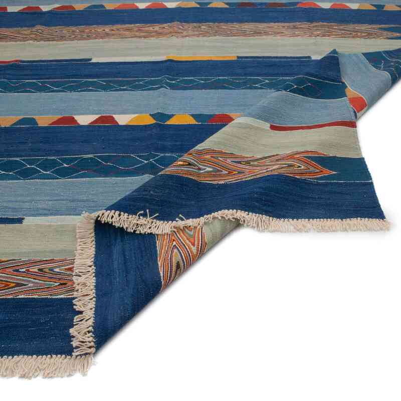 Azul Oscuro Nueva Alfombra Turca Kilim - K0048014