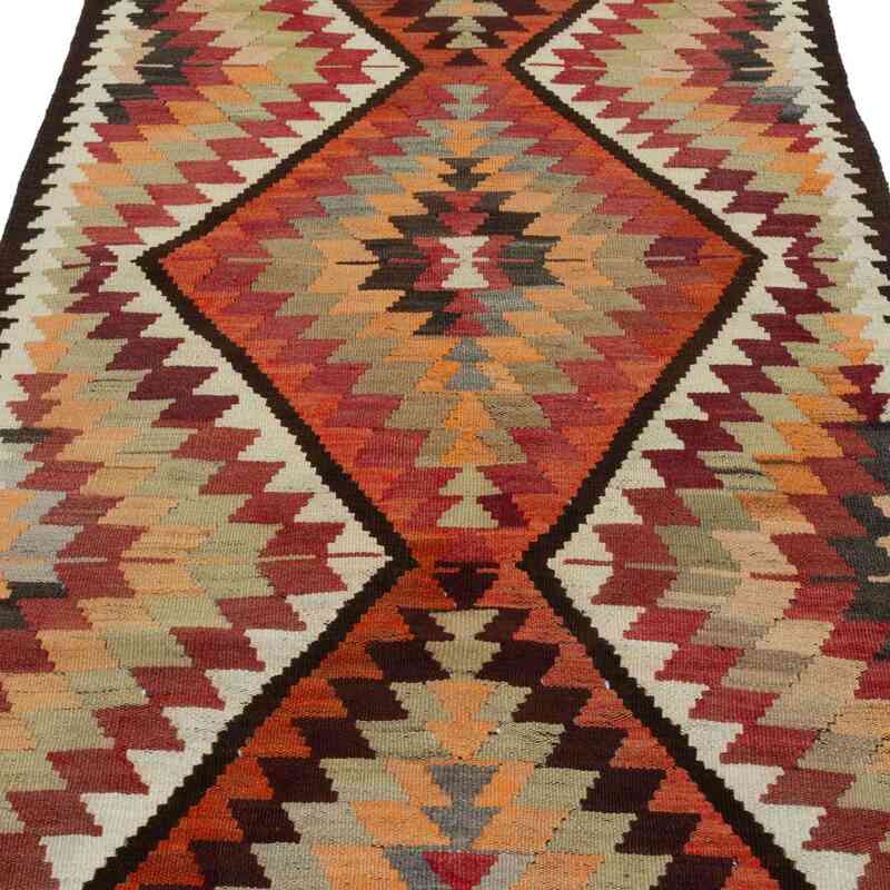 Çok Renkli Vintage Anadolu Kilim Yolluk - 110 cm x 322 cm - K0048017