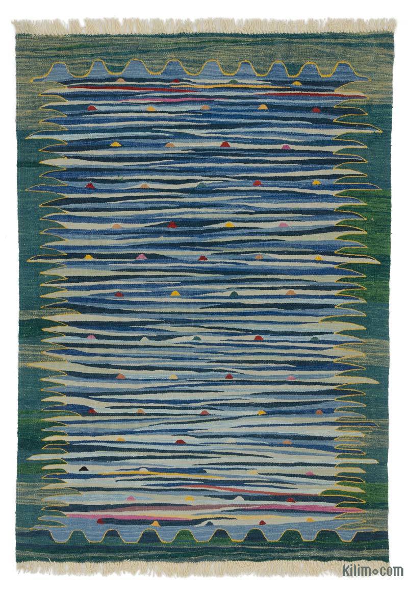 Lacivert, Yeşil Yeni El Dokuma Kilim - K0048502