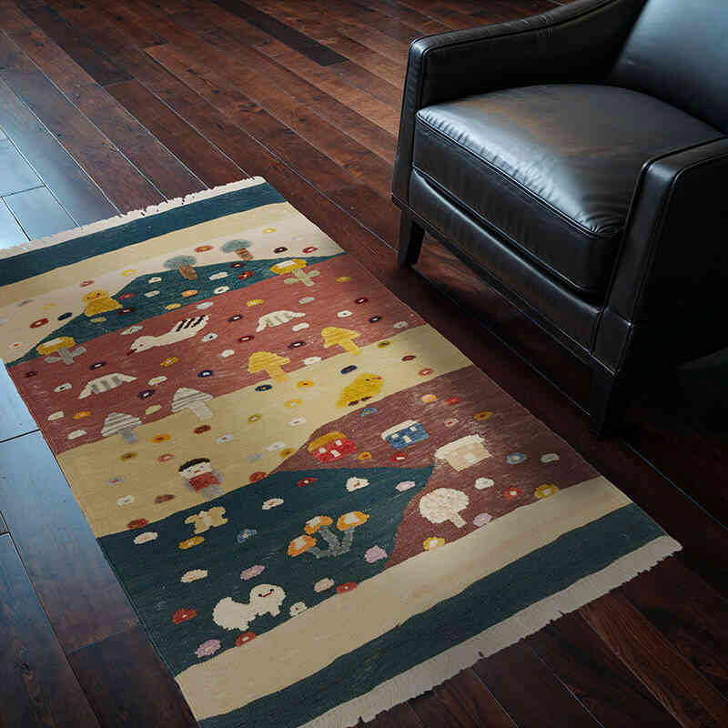 Çok Renkli Yeni Kök Boya El Dokuma Kilim - 97 cm x 160 cm - K0048522