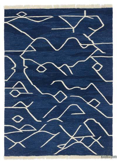 Lacivert Yeni Kök Boya El Dokuma Kilim - 127 cm x 173 cm