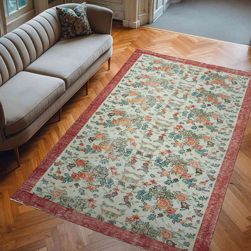 Vintage Turkish Hand-Knotted Rug - 6' 2" x 9' 8" (74" x 116") - K0048615