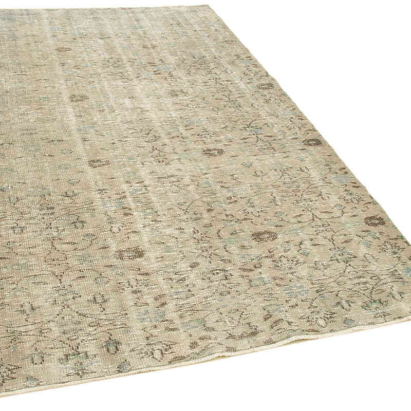Gris Alfombra Turca Vintage Sobre-teñida - 155 cm x 257 cm - K0049262